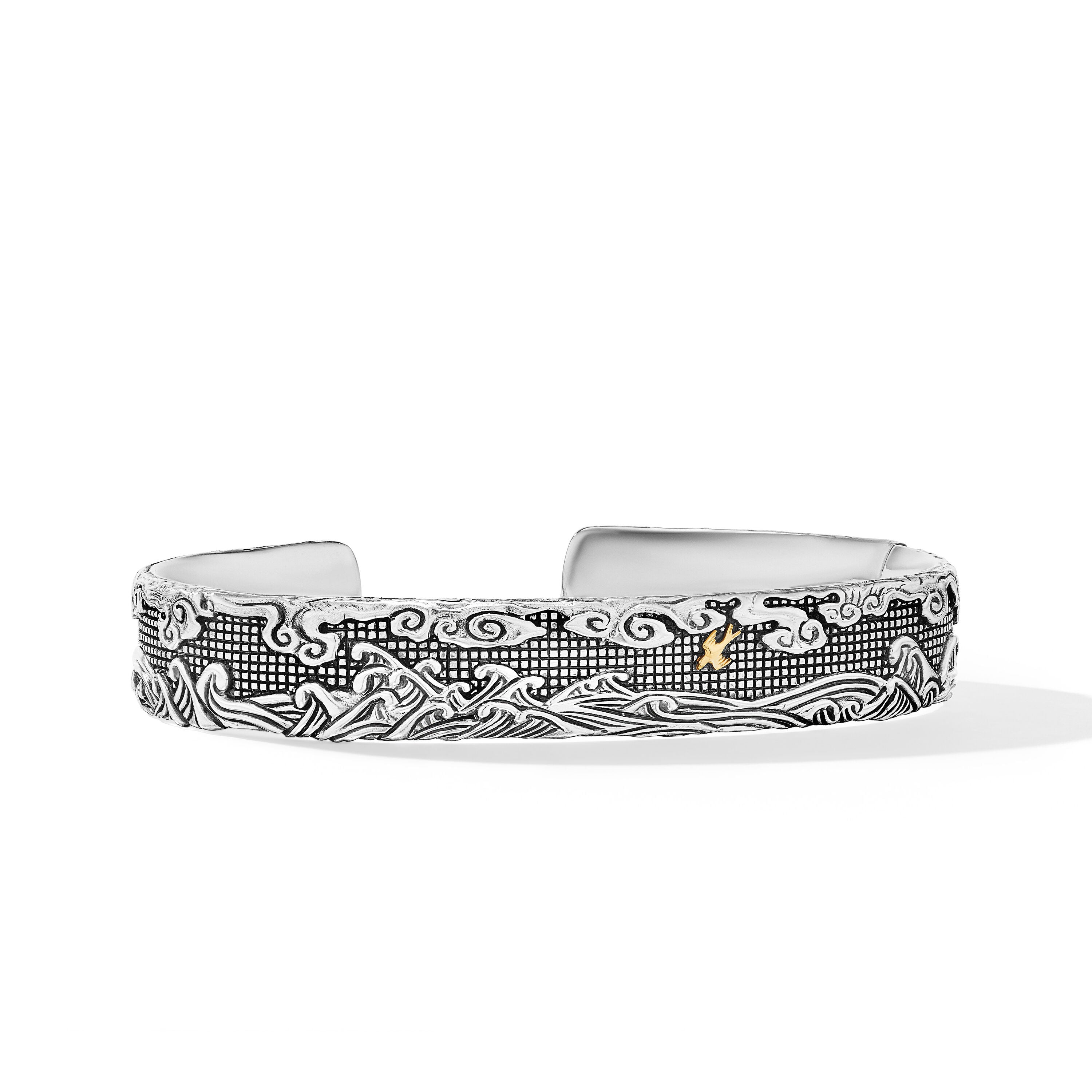 David Yurman 12mm Waves Cuff Bracelet Sil/18k