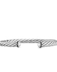 David Yurman Cable Cuff Bracelet In Sterling Silver With Pave Black Diamonds, 6mm
