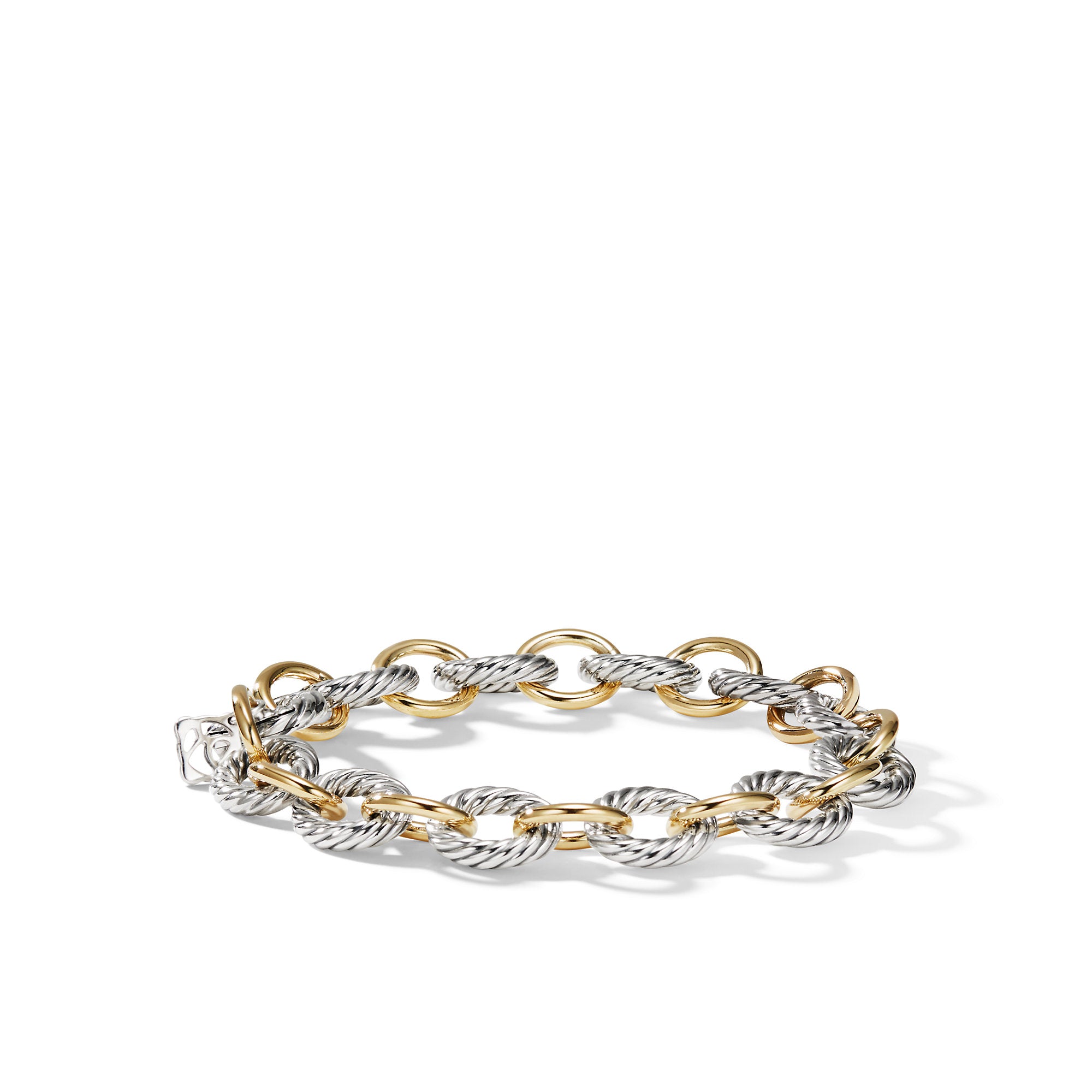 David Yurman Oval Link Chain Bracelet In Sterling Silver With 18k