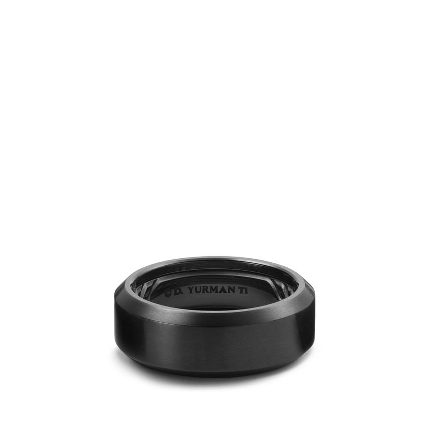 David Yurman 8.5mm Beveled Edge Band Ring Blk Ttn