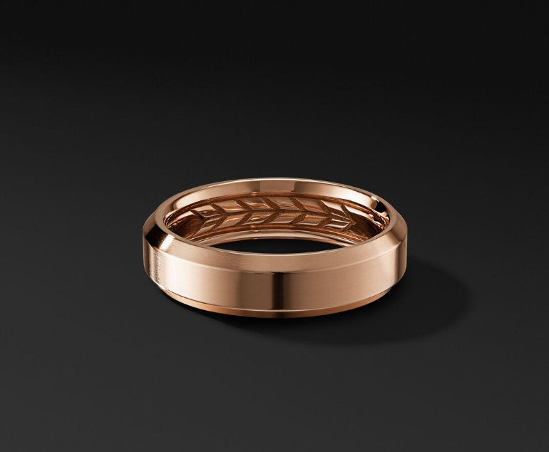 David Yurman Beveled Band Ring In 18k Rose Gold, 6mm