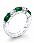 Alternating Emerald Cut Emerald & Round Diamond Band