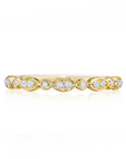 18k Yellow Gold Bezel-Set 0.11ctw Illusion Marquise and Round Diamond Band