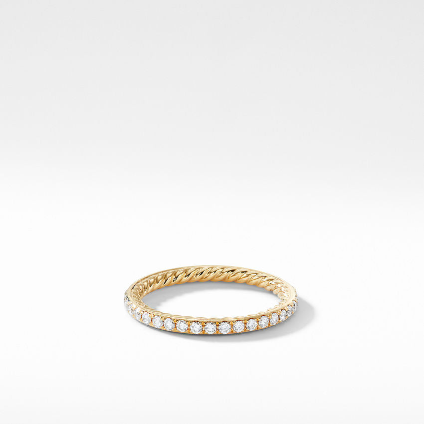 David Yurman 1.4 Mm Diamond Band With Cable Inside In 18k Yellow Gold