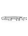 18k White Gold 0.77ctw Baguette & Round Diamond Band