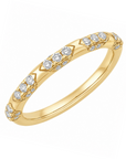 18k yellow gold band with diamond clusters.