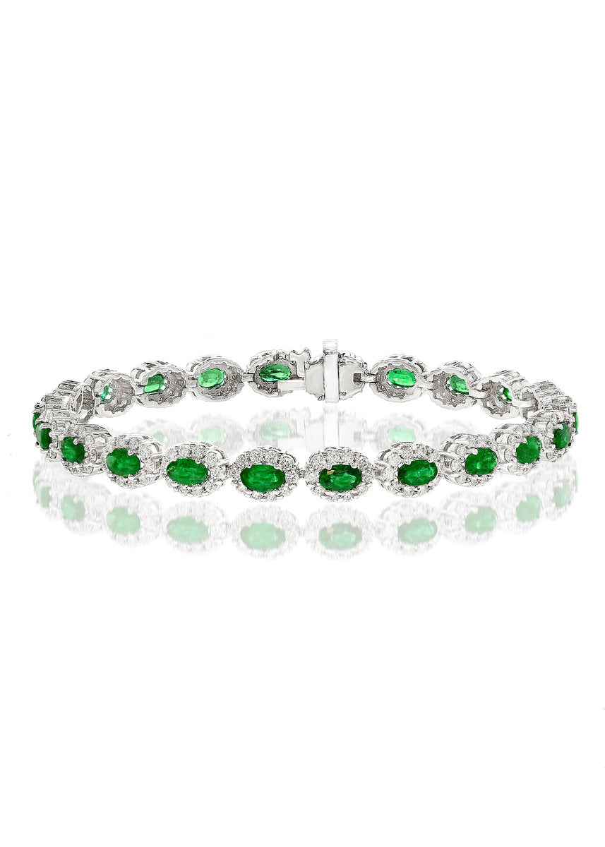 Brown & Co. 18k White Gold Emerald & Diamond Bracelet