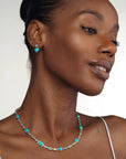 Emily P. Wheeler 18k Yellow Gold Blue Topaz & Turquoise Heart Earrings