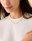 18k Yellow Gold Beaded Station Necklace