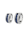 Brown & Co. 18k White Gold Sapphire & Diamond Hoop Earrings