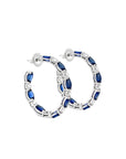 Norman Silverman 18k White Gold Sapphire & Diamond Hoop Earrings