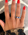 Alternating Oval Sapphire & Diamond Band