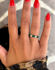 Alternating Emerald Cut Emerald & Round Diamond Band