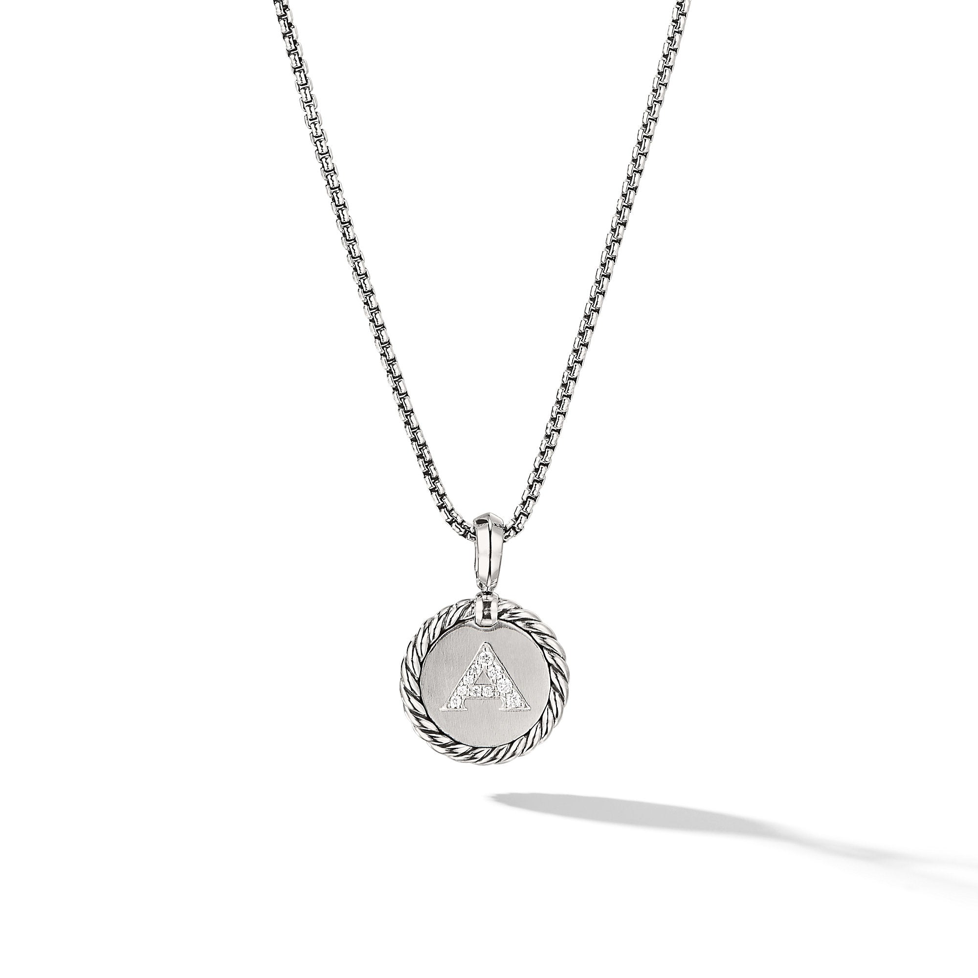 David Yurman Initial Charm In Sterling Silver With Diamond A
