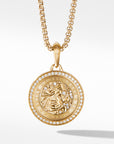 David Yurman St. Christopher Amulet In 18k Yellow Gold With Diamonds, 34.5mm