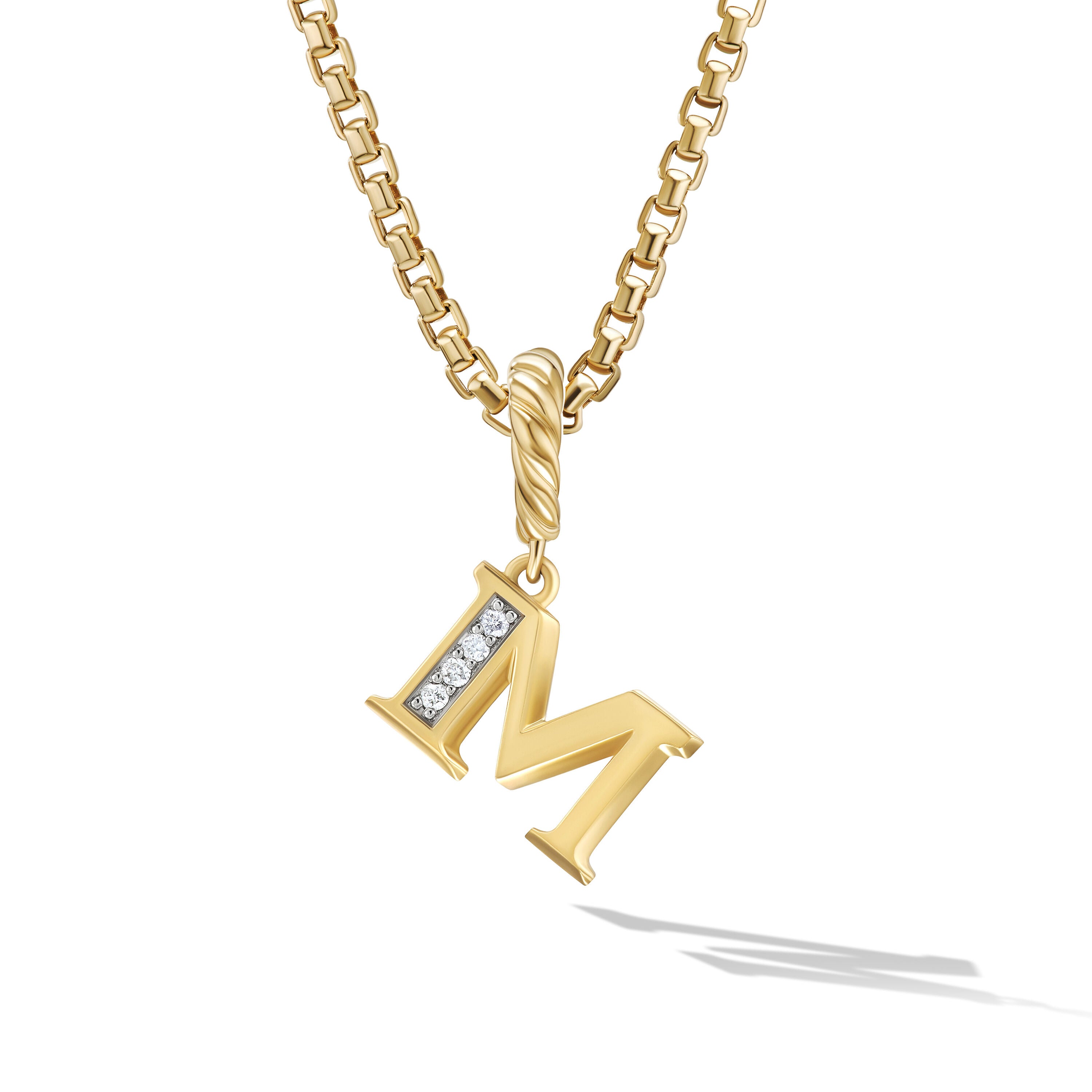David Yurman Pavé Initial Pendant In 18k Yellow Gold With Diamond M