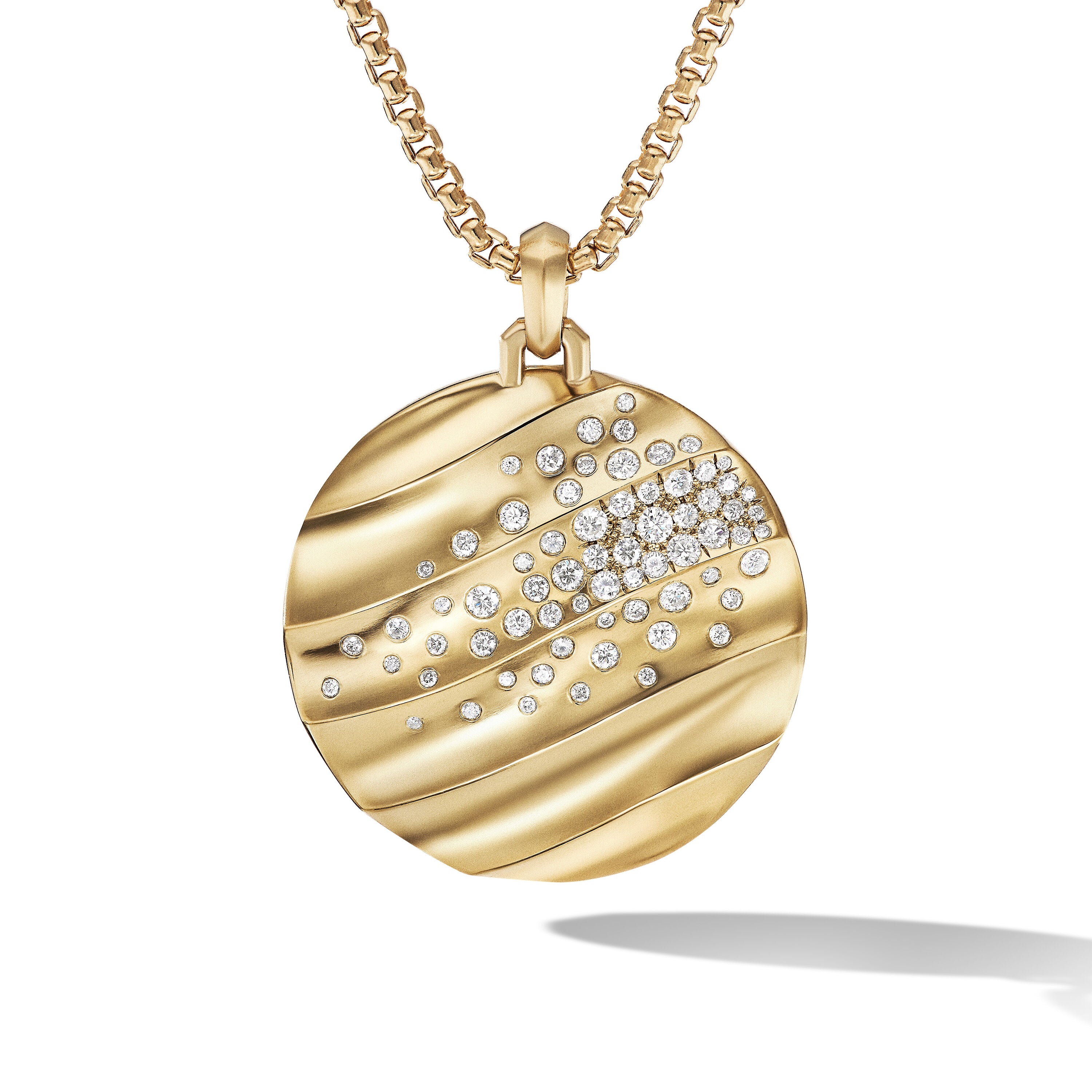 David Yurman Cable Edge® Pendant In 18k Yellow Gold With Diamonds, 37mm