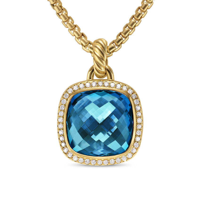 David Yurman Albion® Pendant In 18k Yellow Gold With Hampton Blue Topaz And Diamonds, 15mm