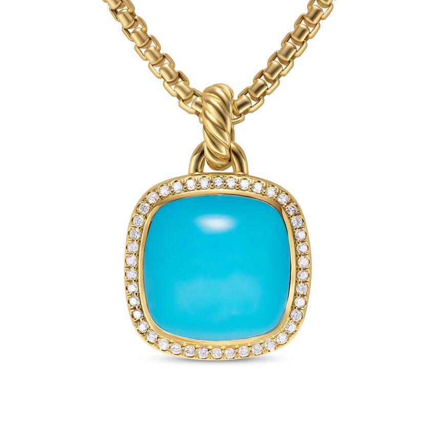 David Yurman Albion® Pendant In 18k Yellow Gold With Turquoise And Diamonds, 15mm