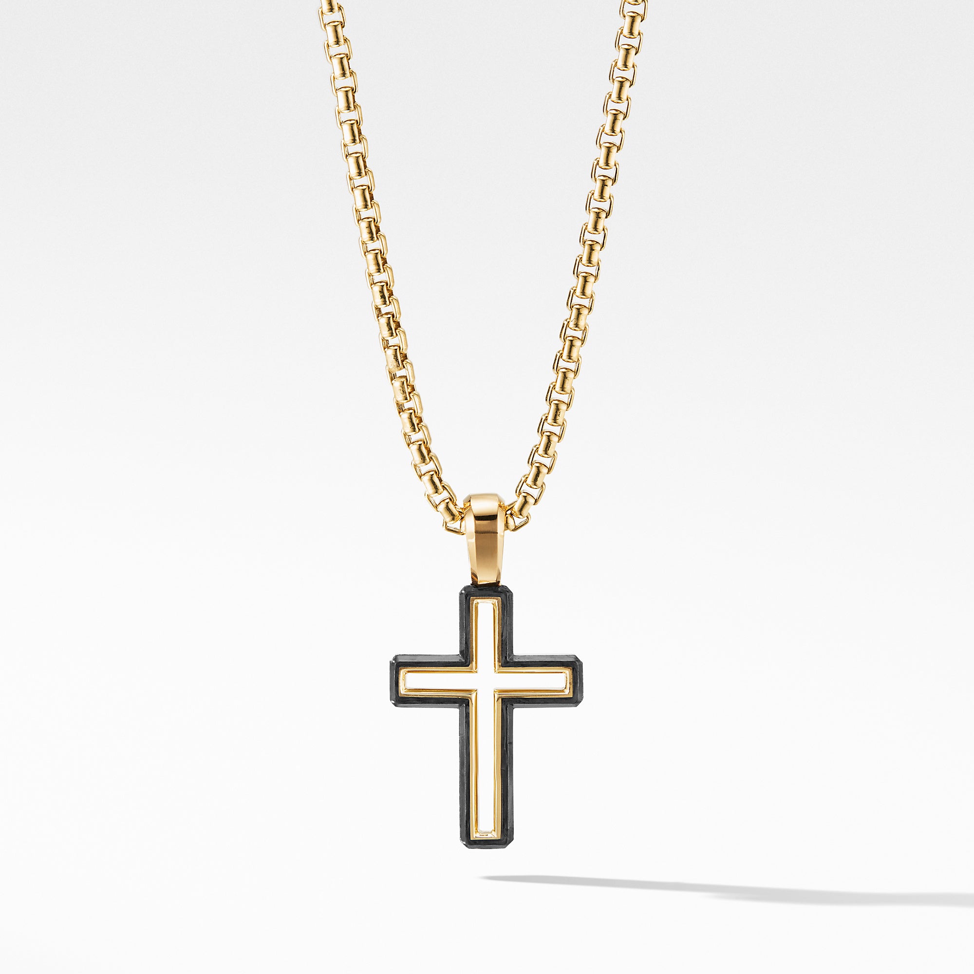 David Yurman Forged Carbon Cross Pendant In 18k Yellow Gold, 24mm