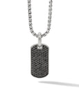 David Yurman Chevron Tag In Sterling Silver With Black Diamonds, 27mm