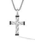 David Yurman Helios™ Cross Pendant In Sterling Silver With Black Diamonds, 48mm
