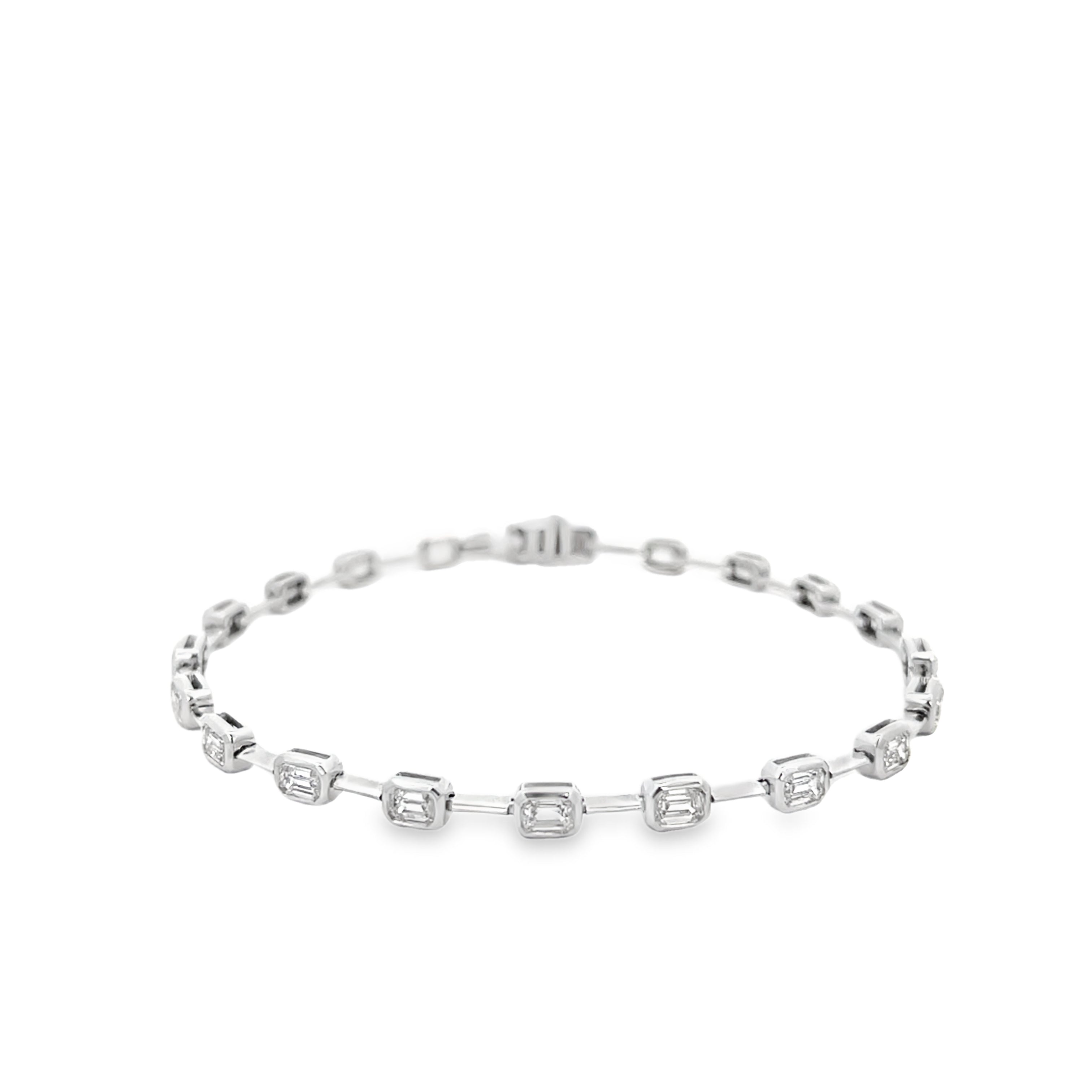 Brown & Co. 18k White Gold 3ct Emerald Cut Diamond Bracelet