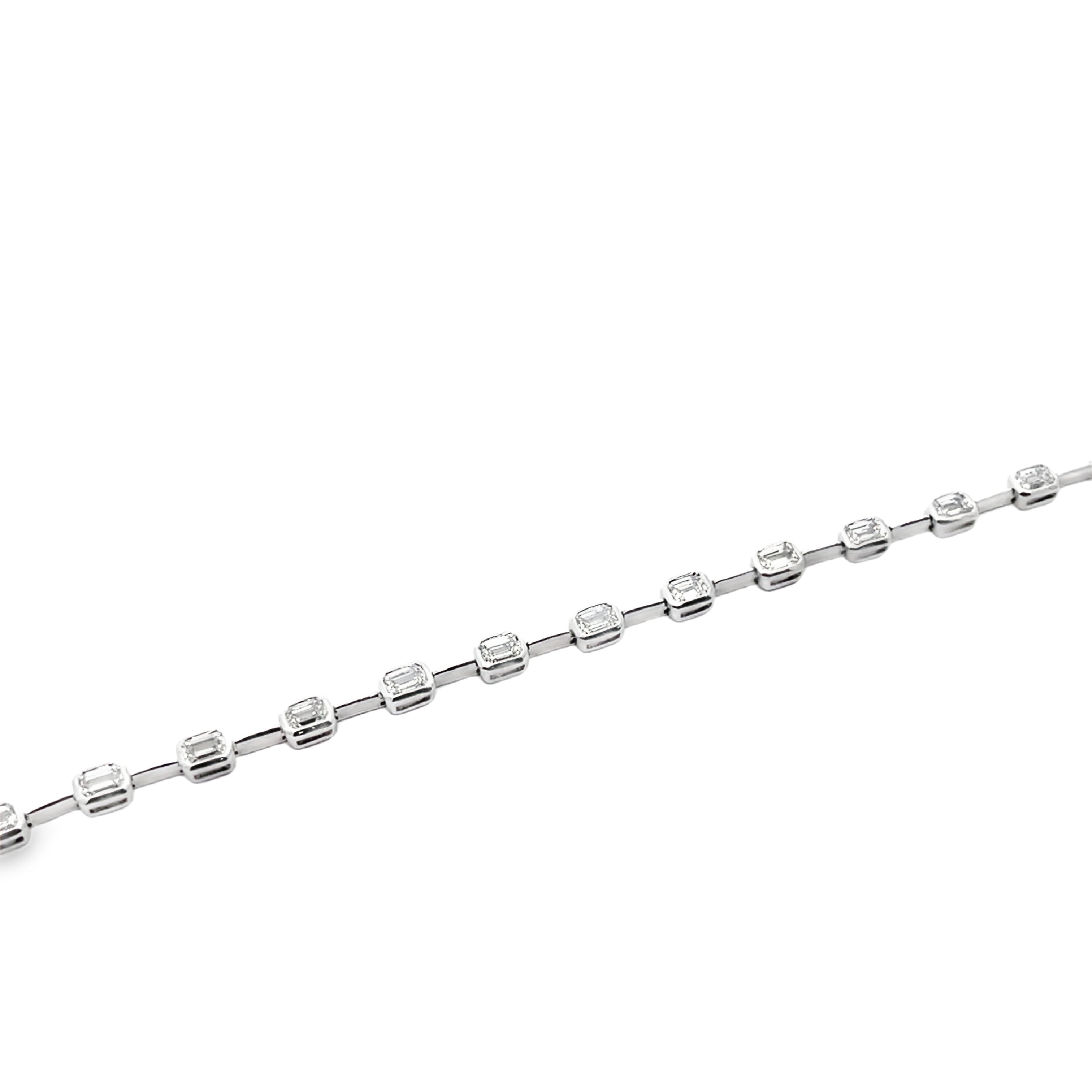 Brown & Co. 18k White Gold 3ct Emerald Cut Diamond Bracelet