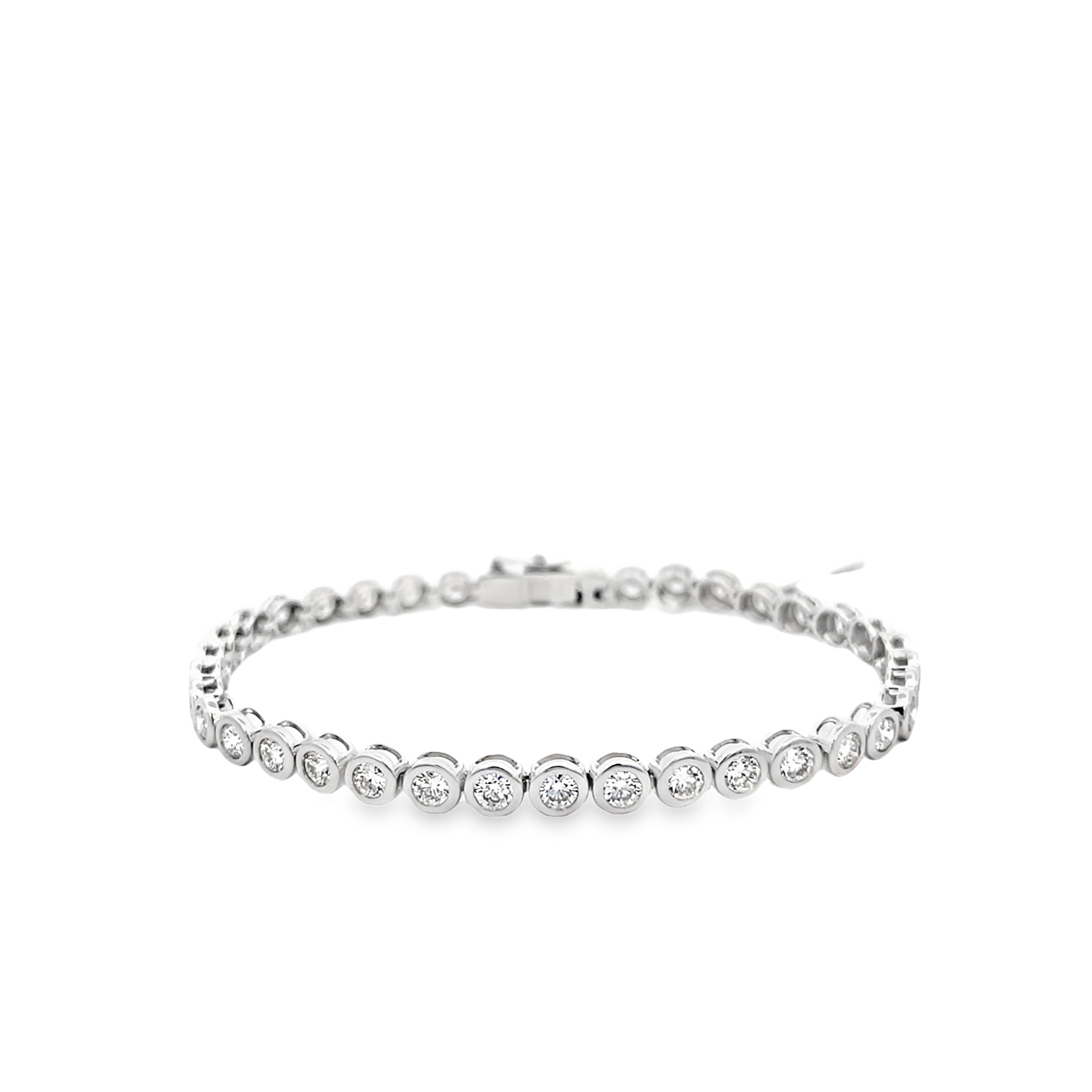 Brown & Co. 18k White Gold 4ct Round Bezel-Set Diamond Bracelet