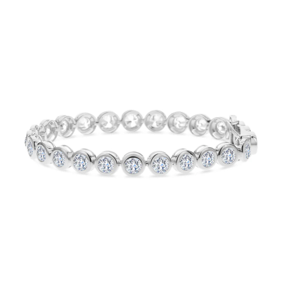 Brown & Co. 18k White Gold 10ct Bezel-Set Round Diamond Tennis Bracelet