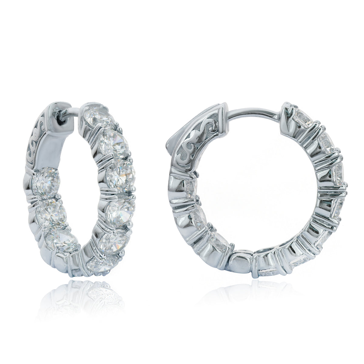 Brown & Co. 18k White Gold 4ct In & Out Diamond Hoop Earrings