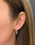 Brown & Co. 18k White Gold Diamond Hoop Earrings