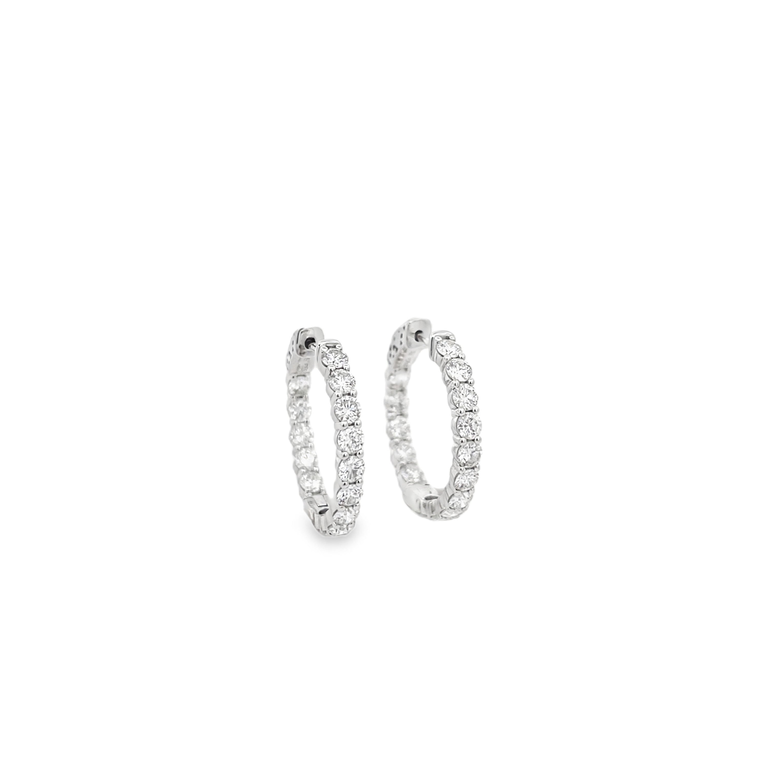 Brown & Co. 18k White Gold 3ct Diamond Hoop Earrings