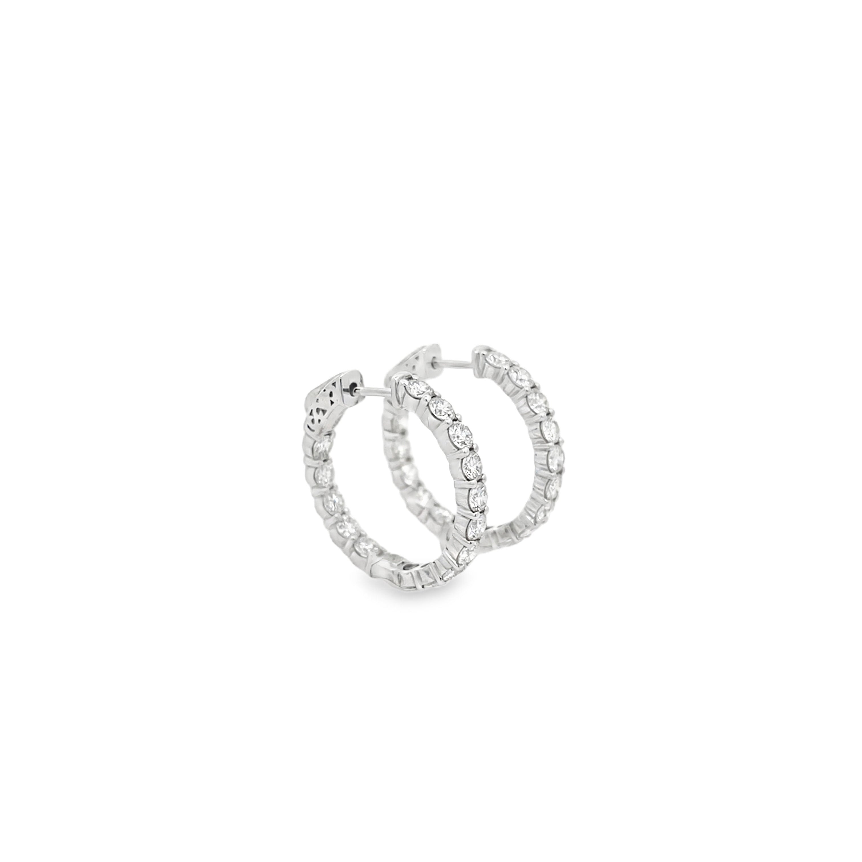 Brown & Co. 18k White Gold 3ct Diamond Hoop Earrings