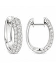 Brown & Co. 18k White Gold 2ct Pave Diamond Oval Hoop Earrings