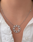 18k White Gold 3.25ctw Diamond Open Circle Pendant Necklace