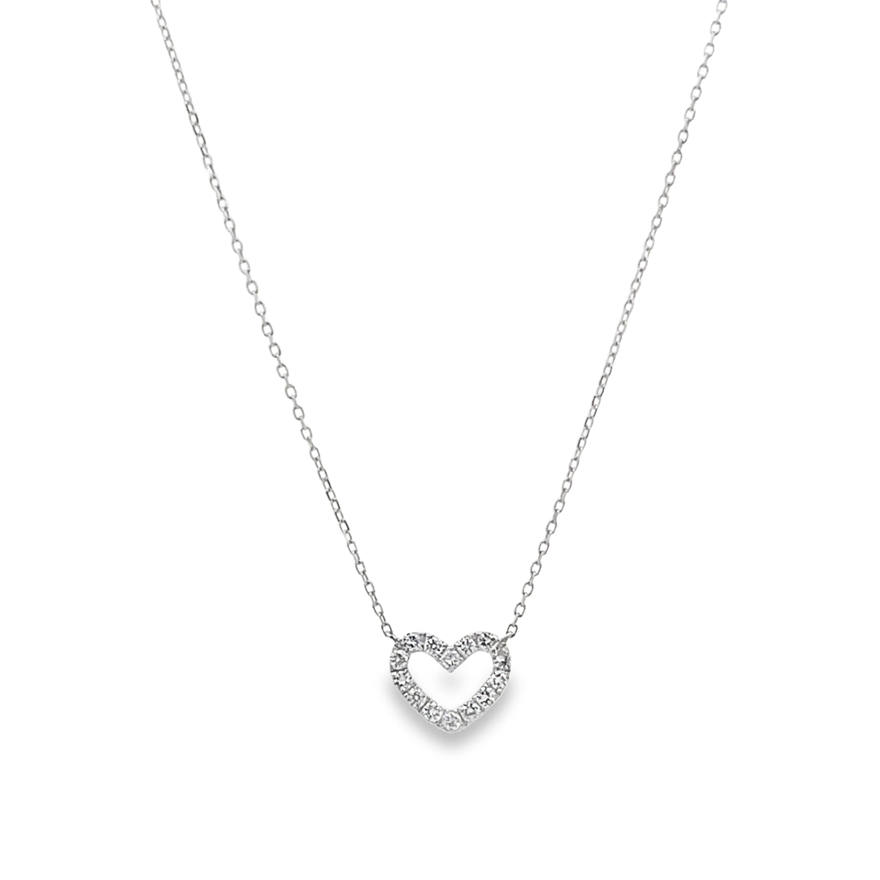 Brown & Co. 18k White Gold Pavé Diamond Heart Necklace