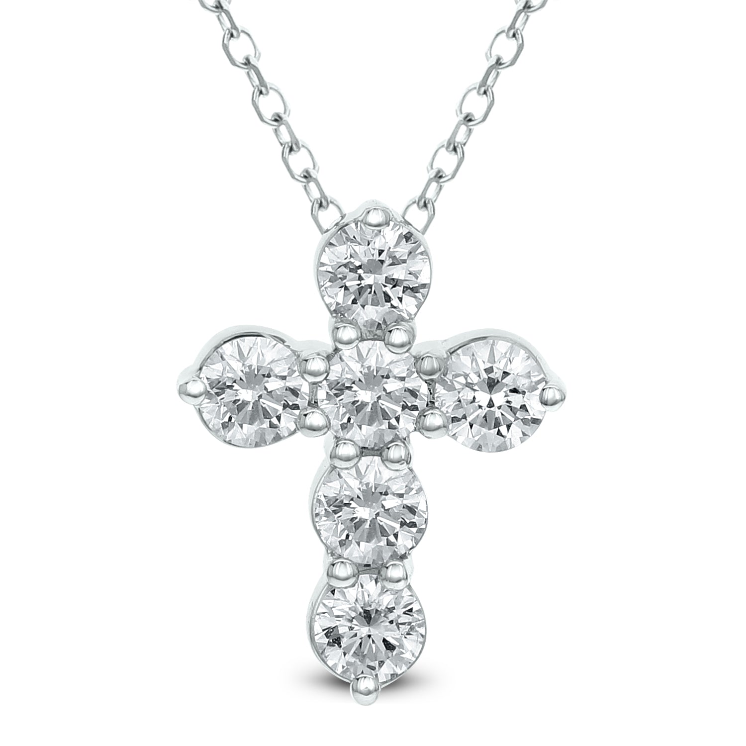 Brown & Co. 18k White Gold 1.00ct Diamond Cross Pendant Necklace