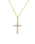 18k Yellow Gold 0.21ctw Diamond Cross Necklace