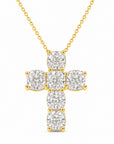 Brown & Co. 18k Yellow Gold 3.06ct Cushion Cut Diamond Cross Pendant Necklace
