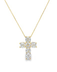 Brown & Co. 18k Yellow Gold 3.06ct Cushion Cut Diamond Cross Pendant Necklace