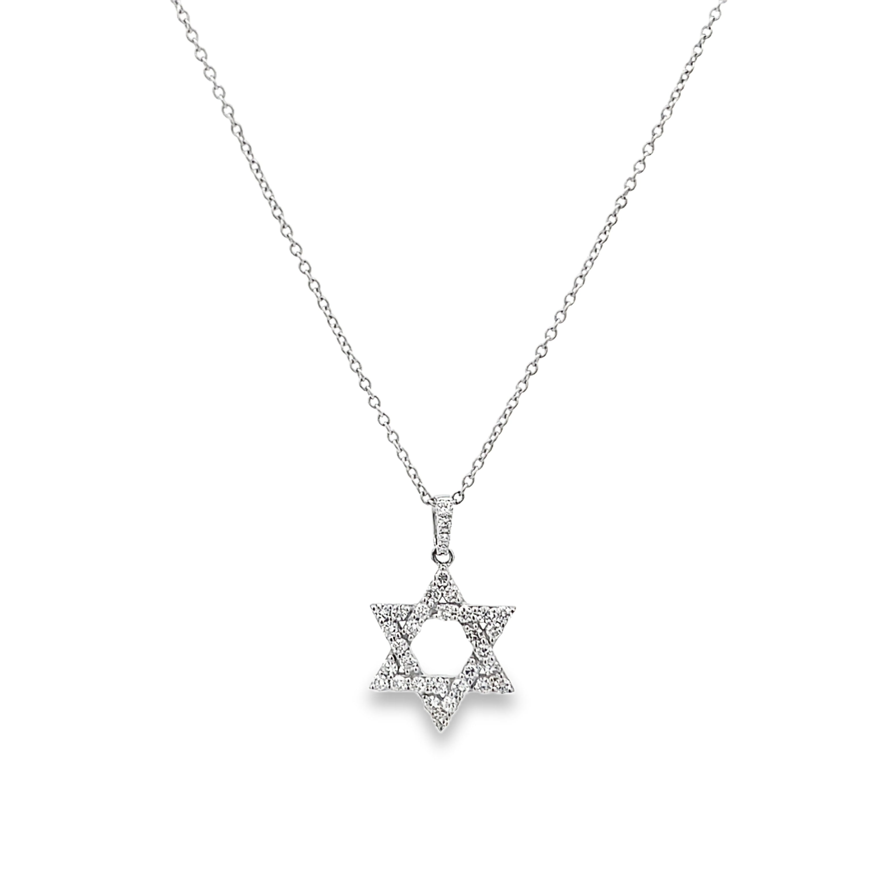 Brown & Co. 18k White Gold 0.50ct Diamond Star Of David Pendant Necklace