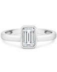 Brown & Co. 18k White Gold 1.03ct Emerald Cut Diamond Bezel Set Ring