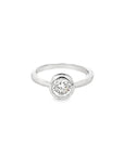 Brown & Co. 18k White Gold 0.91ct Round Brilliant Cut Diamond Bezel Set Ring