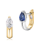 Phillips House 18k Yellow Gold & Platinum One Of One Reversible Diamond & Sapphire Huggies