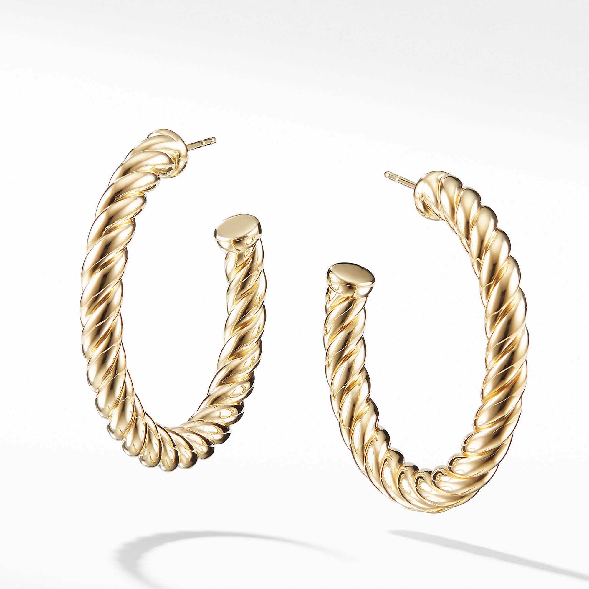 David Yurman Sculpted Cable Hoop Earrings In 18k Yellow Gold, 40mm