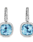 David Yurman Albion® Drop Earrings In Sterling Silver With Blue Topaz And Diamonds, 10mm