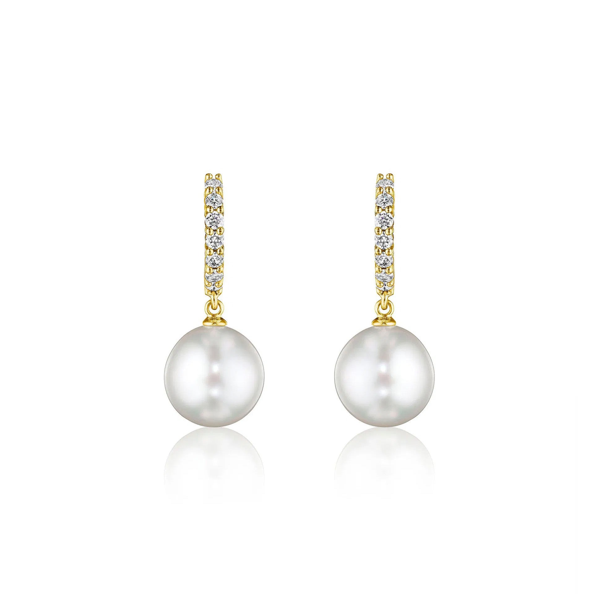 Penny Preville 18k Yellow Gold Classic Diamond And Pearl Drop Earrings