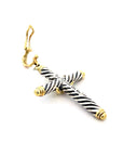 Estate Sterling Silver & 14k Yellow Gold David Yurman Cable Cross Pendant