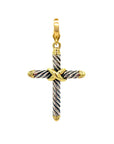 Estate Sterling Silver & 14k Yellow Gold David Yurman Cable Cross Pendant